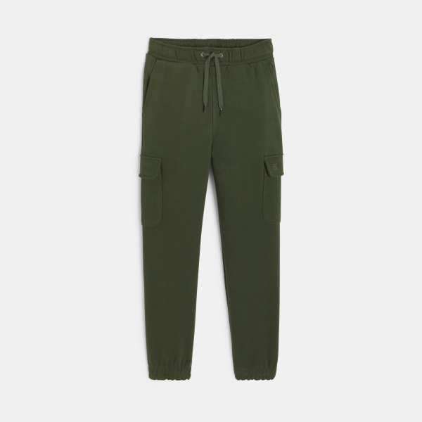 بنطال رياضي جغينغ مريح بجيوب كارغو باللون الكاكي للأولاد